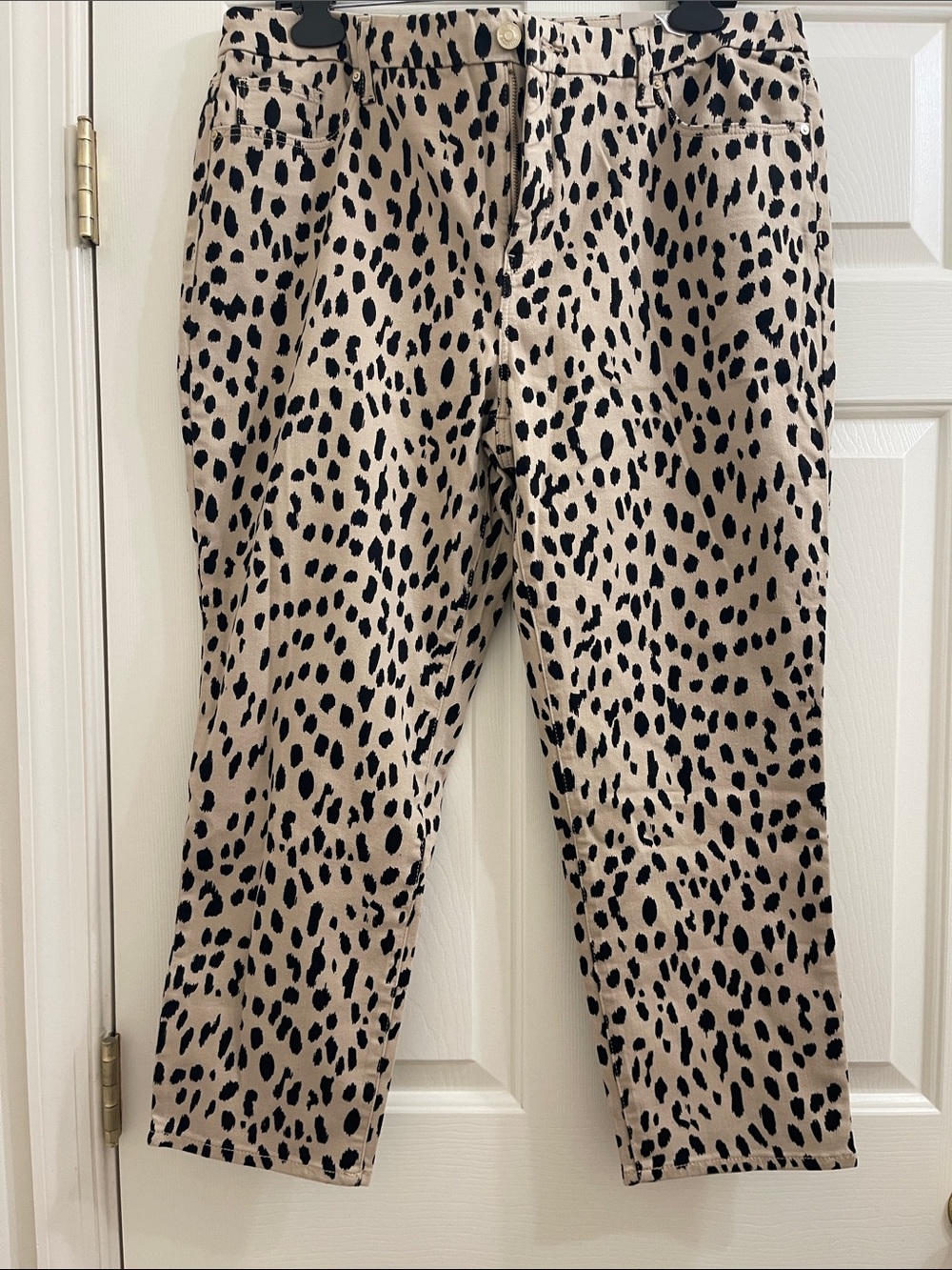 Chico's Beige and Black Animal Print Ankle Jeans